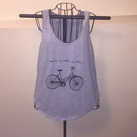 Old Navy Tops - Old Navy- Gray Tank with Black Bicycle Print